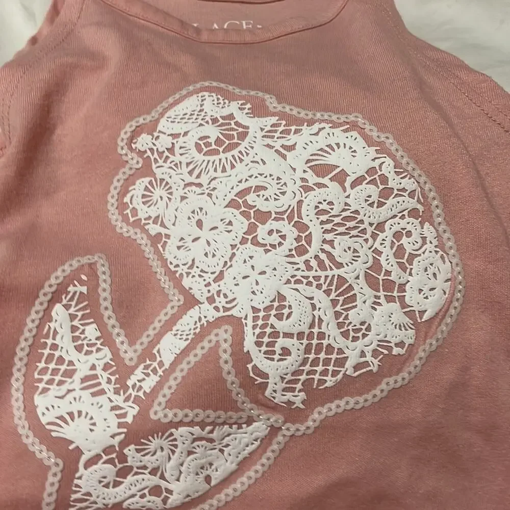 Children’s place 4 pale pink floral capri bike shorts tank top NWT